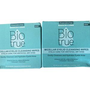 (2)  Biotrue Micellar Eyelid Cleansing Wipes 30 wipes Each 60 Total EXP 6/23